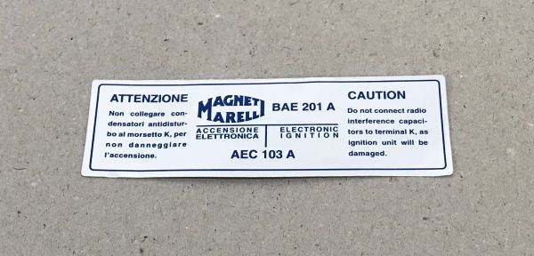 Magneti Marelli BAE 201 A - Coil Sticker / Aufkleber Zündspule