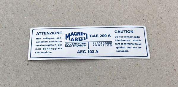 Magneti Marelli BAE 200 A - Coil Sticker / Aufkleber Zündspule