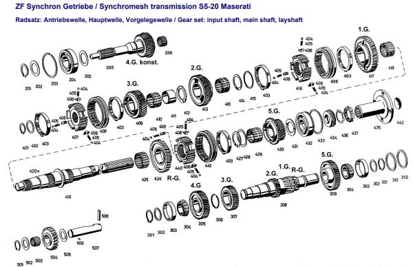 ZF S 5-20 Maserati - Synchron Getriebe Teile / Synchromesh Transmission Parts
