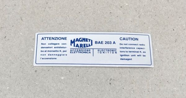 Magneti Marelli BAE 203 A - Coil Sticker / Aufkleber Zündspule