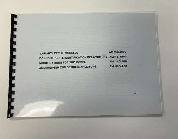 Copy - Maserati Indy - Änderung für Betriebsanleitung AM 116/4900