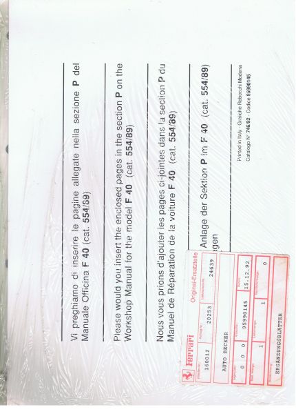 Repair Manual Supplement / Werkstatthandbuch Ergänzungsblätter