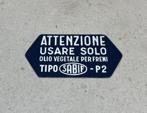 Lancia - Plate Brake Oil / Bremsöl Schild