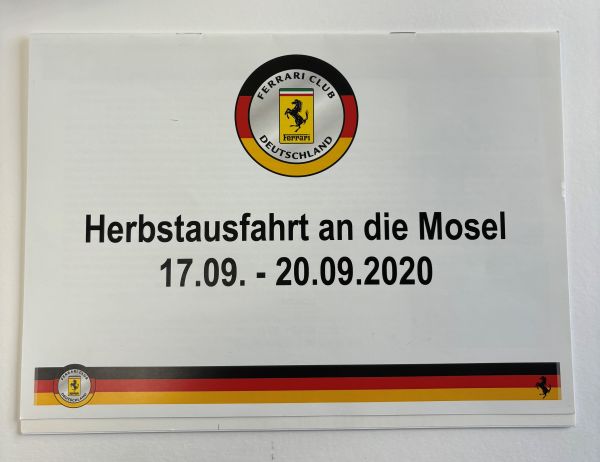 Herbstausfahrt Ferrariclub Deutschland 2020 Mosel Fotos Anmeldeformulare