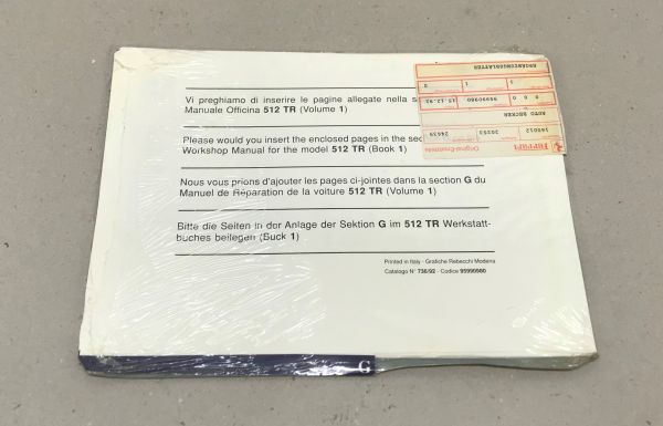 Ferrari 512 TR - Repair Manual Supplement / Werkstatthandbuch Ergänzungsblätter