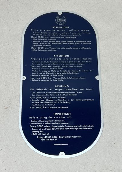 Lancia - Oilchange Instructions / Ölwechsel Schild