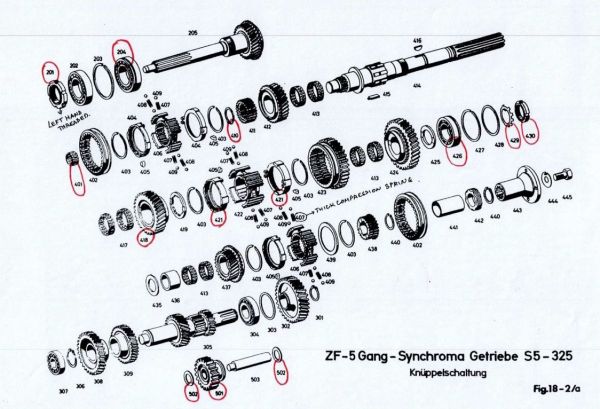 ZF S 5-325 Maserati - Synchron Getriebe Teile / Synchromesh Transmission Parts