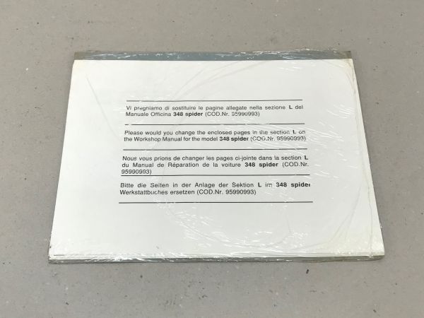 Ferrari 348 Spider - Repair Manual Supplement / Werkstatthandbuch Ergänzungsblätter