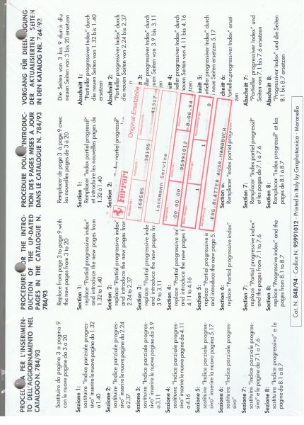 Repair Manual Supplement / Werkstatthandbuch Ergänzungsblätter