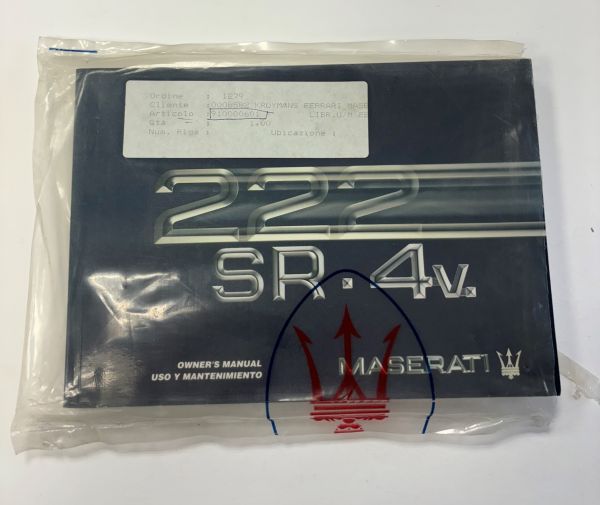 Maserati 222 SR 4v - Owners Manual / Betriebsanleitung