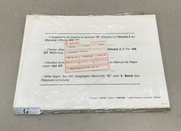 Ferrari 456 GT - Repair Manual Supplement / Werkstatthandbuch Ergänzungsblätter